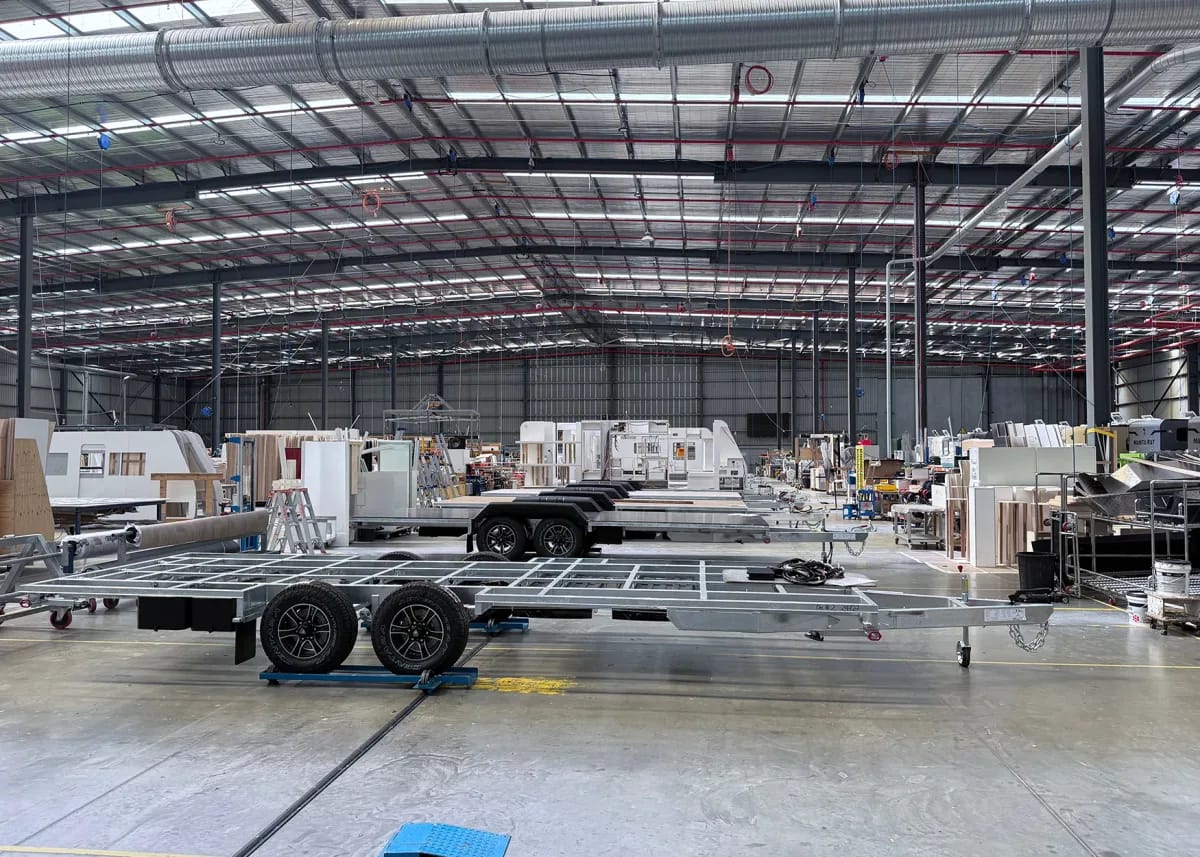 Hot-dip galvanised New Age chassis, dipped whole in molten zinc